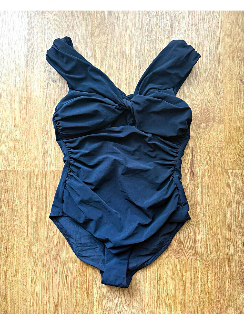 JETS Australia Black One Piece Swimsuit Size 8 Ruched Twist Front Bathing Suit